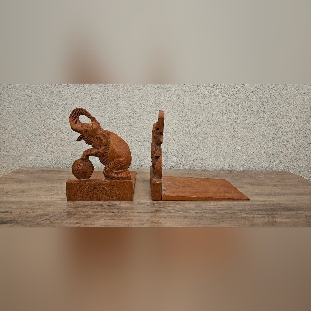 Vintage teak wood made in Thailand book end